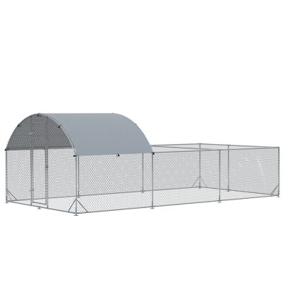 PawHut Large Metal Chicken Coop, Walk-In Chicken Coop Run, Big Chicken House Chicken Cage Outdoor Chicken Coop