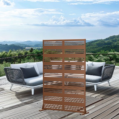 SpassWay 72"H x 35"W Outdoor Metal Garden Trellis Privacy Screen Lattice Panel Indoor Room Divider In Black