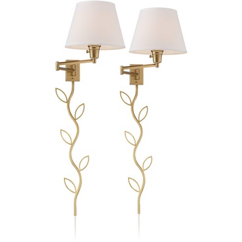 Modern Brass Wall Sconce Swing Arm Set of 2