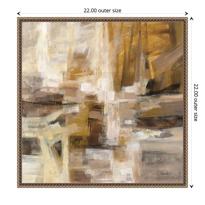 Sylvie Beaded Bronze Framed Abstract Canvas Wall Art, 22 x 22 inches