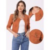 INSPIRE CHIC Women's Collarless Pockets 3/4 Sleeve Crop Denim Jackets - 2 of 4