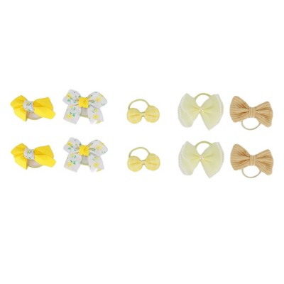 Unique Bargains Women's Fashion Cute Solid Color Floral Hair Ropes Yellow 10 Pcs