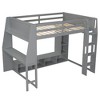 TIRAMISUBEST Twin/Full Size Gaming Loft Bed with Bulit-in Desk, Multi-storage Shelves & LED Light, Solid Woof Loft Bedframe w/ a Hanging Clothes Rack - 4 of 4