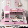 NicBex Full Over Full/Twin over Twin Bunk Bed with 2 Drawers 3 Shelves,Castle Style Loft Bed with Slide for Bedroom,Pink/White/Gray/Blue - 2 of 4