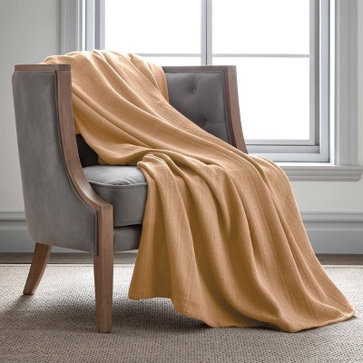 Full Tan Cotton Fleece Machine Washable Blanket