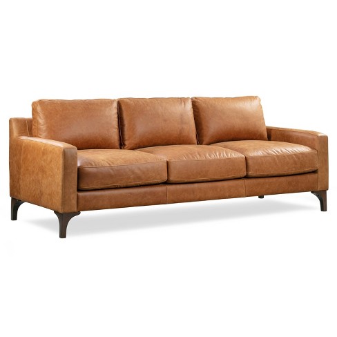 Memphis Leather Sofa Cognac Tan Poly, Cognac Leather Couch