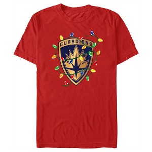 Men's Guardians of the Galaxy Holiday Special Christmas Lights Badge T-Shirt - 1 of 4