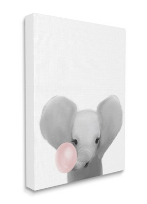 Stupell Industries Baby Elephant with Pink Bubble Gum Safari Animal