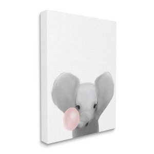 Stupell Industries Baby Elephant with Pink Bubble Gum Safari Animal - 1 of 4