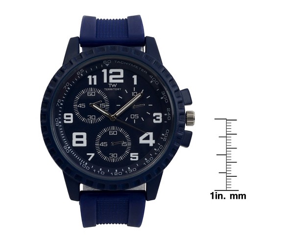 Men's Territory Large Round Face Silicone Strap Watch - Blue