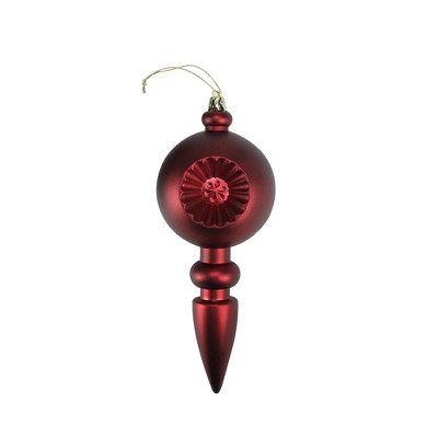 Northlight 4ct Burgundy Red Retro Reflector Shatterproof Christmas Finial Ornaments 7.5"