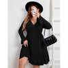 Coolmee Women's Plus Size Long Sleeve Wrap V Neck Tie Waist A Line Mini - 2 of 4
