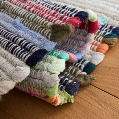 Handwoven Multicolor Stripe Round Cotton Area Rug, 8' Diameter