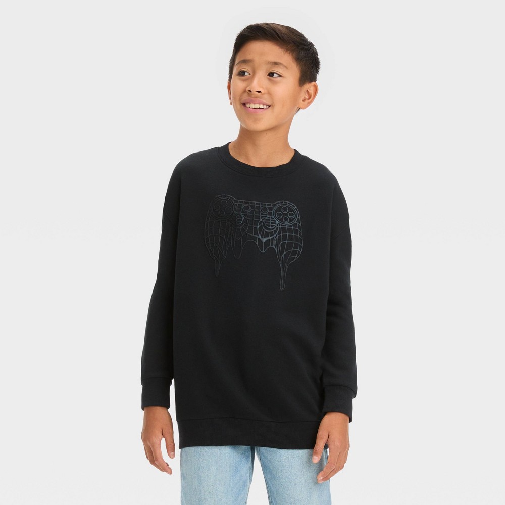 Boys' Crew Neck Game Controller Graphic Sweatshirt - art class™ Black S