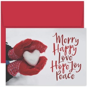 Masterpiece Studios Holiday Collection 18-Count Boxed Christmas Cards With Envelopes, 7.8" x 5.6", Merry Happy Love - 1 of 2