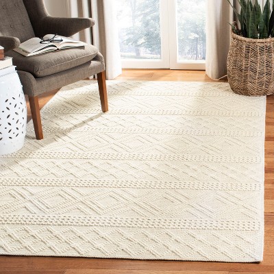 Hand-Knotted Ivory Wool 3' Square Artisan Area Rug