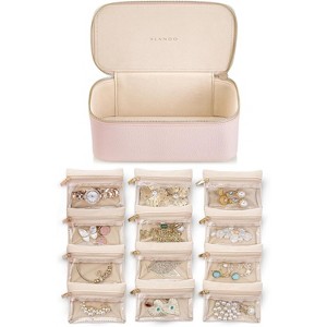 6-Piece Travel Jewelry Pouch Set, Clear Velvet Zipper Bags for Organized Storage, Gift for Women & Girls - 1 of 4