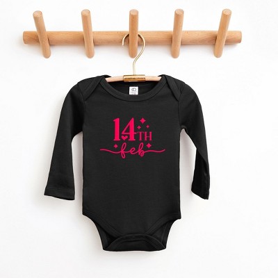 The Juniper Shop 14th Feb Stars Puff Print Baby Long Sleeve Bodysuit