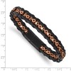 Black Bow Jewelry Rose Tone/Black Plated Stainless Steel Black Leather Bracelet, 8.5 In - 4 of 4