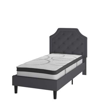 Flash Furniture Brighton Tufted Upholstered Platform Bed with 10 Inch CertiPUR-US Certified Foam and Pocket Spring Mattress