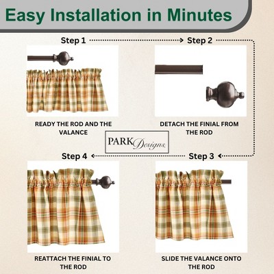 Plaid Yellow and Green Cotton Rod Pocket Valance 14''L