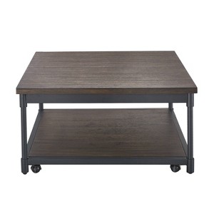 Prescott Lift Top Square Cocktail Table Dark Brown - Steve Silver Co.: Rustic Style, Metal Frame, Wood Veneer Top - 1 of 4