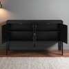 Geometric Pattern 4-Door Sideboard with Adjustable Shelves and Vintage Metal Handles, MDF Storage Cabinet for Dining Room, Kitchen, Living Room - 2 of 4