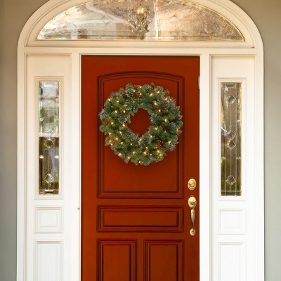 30" Green Crestwood Spruce Artificial Christmas Wreath with LED Lights