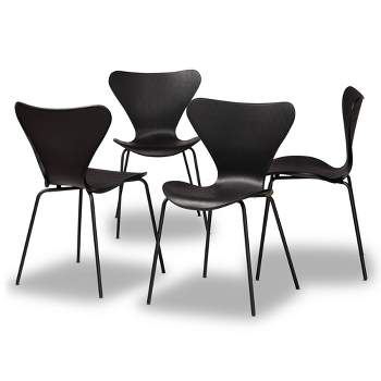 4pc Jaden Plastic and Metal Dining Chair Set - Baxton Studio
