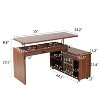 Vynxaria 55.1" L-Shaped Height Adjustable Desk with Storage, Walnut Finish - 3 of 4