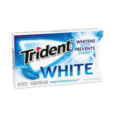 Trident Sugar-Free Gum, White Peppermint - Case of 9 - 16 pcs
