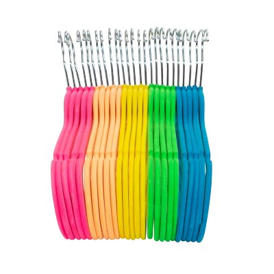 Simplify 25pk Slim Velvet Hangers Neon