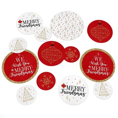 Big Dot of Happiness Red and Gold Friendsmas - Friends Christmas Party Giant Circle Confetti - Party Decorations - Large Confetti 27 Count