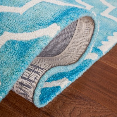 Ivory Turquoise Hand-tufted Wool Rectangular Accent Rug