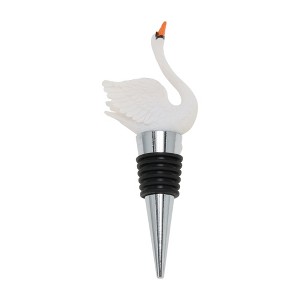 Unique Bargains Swan with Crown (Eyes Closed) Aluminum Alloy TPE White Black Silver Tone 1 Pc - 1 of 3