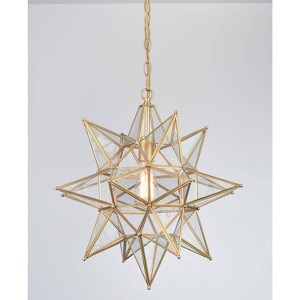 Claxy Modern Star Pendant Light Boho Gold Hanging with Clear Glass - 1 of 4