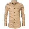 Coolmee Men's Button Down Shirt Long Sleeve Military Casual Style Cargo Work Shirt - 4 of 4