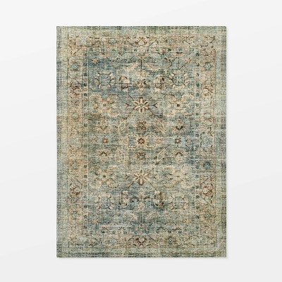 Ledges Digital Floral Print Distressed Persian Rug Green - Threshold™ designed by Studio McGee