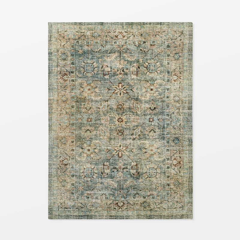 Ledges Digital Floral Print Distressed Persian Rug Green - Threshold™ designed by Studio McGee, 1 of 5