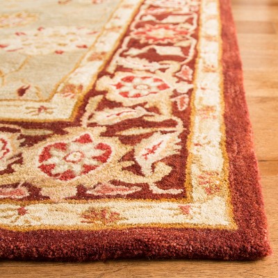Sage and Burgundy Handmade Wool 8' x 10' Area Rug