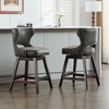 Hyleory Swivel Nailhead Upholstered Counter Bar Stools with Solid Wood Frame and Legs, Two Stools Included - 4 of 4