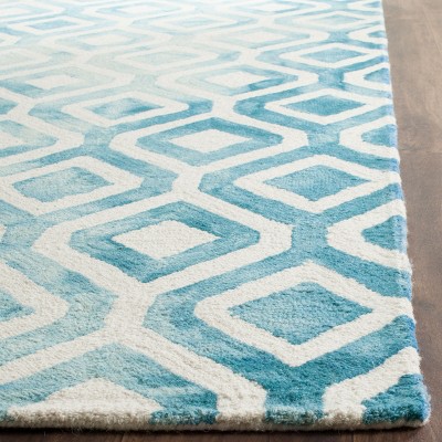 Ivory & Blue Watercolor Hand-Tufted Wool Area Rug - 9' x 12'