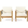 Okak 16"Boho Style Patio Accent Chairs Acacia Club Chair,1/2 Pcs Outdoor Armchair with 4.5" Seat Cushion for Backyard,Pooliside&Garden,400lbs Max - 2 of 4