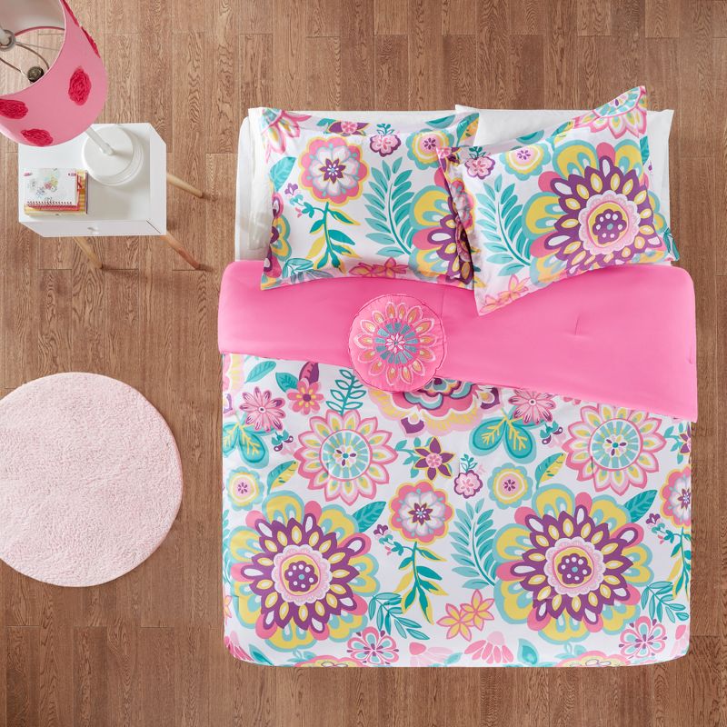 Pink Cora Floral Comforter Set, 3 of 8