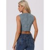 Allegra K Women's Vintage Button-Up Sleeveless Cropped Jean Waistcoat Vest - 4 of 4