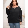Womens Plus Size Off-Shoulder Batwing Sleeve Sweater Winter Knit Tops - 4 of 4