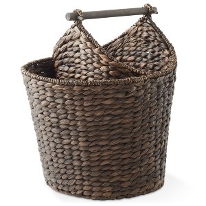 Casafield Toilet Paper Magazine Storage Basket with Roll Holder, Woven Water Hyacinth Wicker Bathroom Storage Bin - 1 of 4