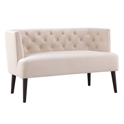 Robin Velvet Settee Loveseat Ivory 