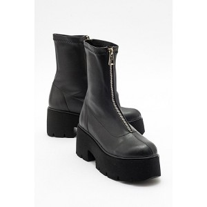 Ovil - Black Stretch Platform Zip Boot (Women) black stretch 9 Forever & Always Shoes US - 1 of 4