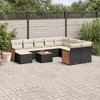 vidaXL 11 Piece Patio Sofa Set with Cushions Black and Cream Poly Rattan - 2 of 4